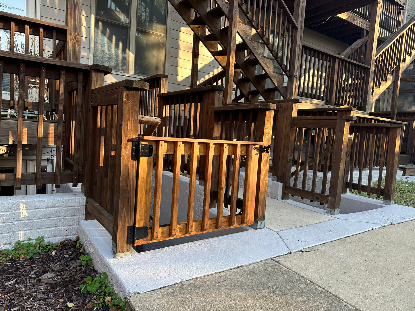 Apartment Front view of a handcrafted single baluster date for pet and child safety