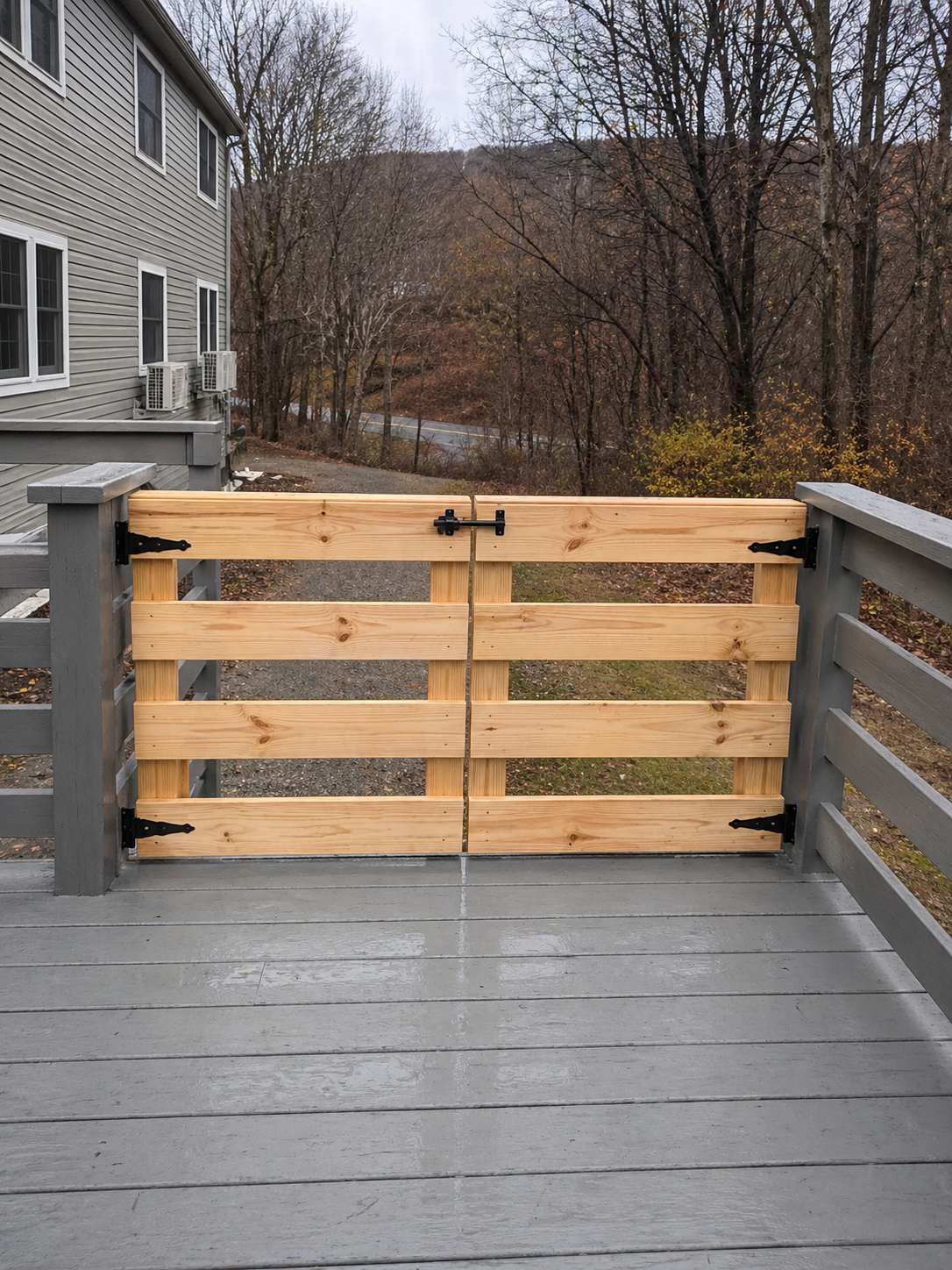 Double Modern Horizontal Wooden Patio Gate – Handcrafted Outdoor Gate for Decks & Patios