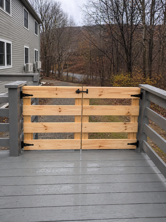 Double Modern Horizontal Wooden Patio Gate – Handcrafted Outdoor Gate for Decks & Patios