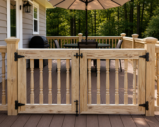 Double Decorative Wooden Patio Gate – Handcrafted Outdoor and Indoor Pet and Baby Safety Gate