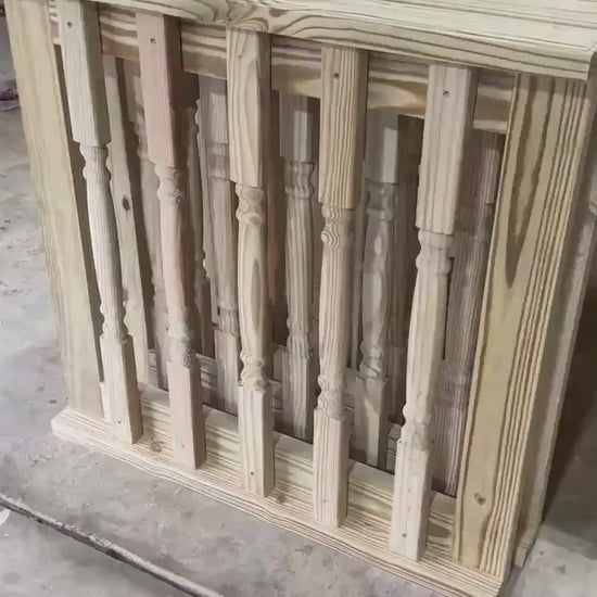 Video demonstration of a double decorative wooden baluster gate, illustrating its design features, functionality, and smooth operation