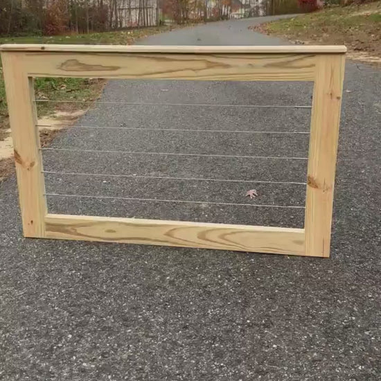 “nstallation and detailed overview of a cable wire patio gate, showcasing its design, durability, and secure fit for decks and patios.